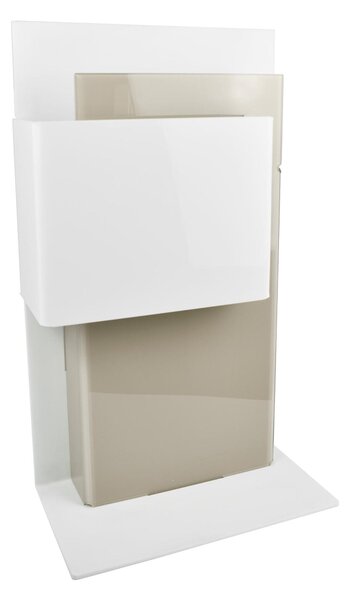 Portaombrelli Rettangolare con due vaschette anche per gli ombrellini Z DESIGN 30x15xh60 cm in plexiglass Bicolore bianco Tortora