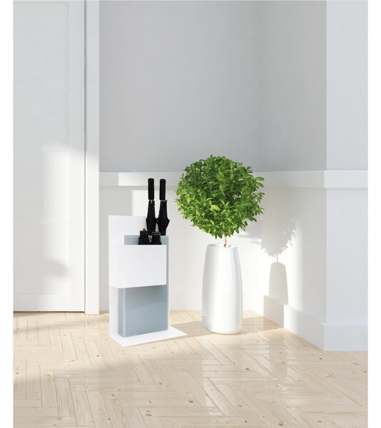 Portaombrelli Rettangolare con due vaschette anche per gli ombrellini Z DESIGN 30x15xh60 cm in plexiglass Bicolore bianco Grigio