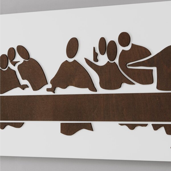 Quadro sacro Ultima Cena decoro in legno taglio laser 30x18xh1,5 cm colore bianco Weng�