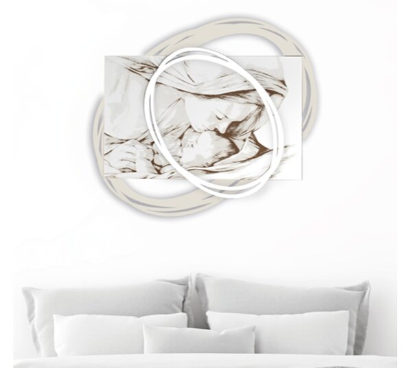 Pannello da parete, Capoletto con marcatura laser, che mostra i lineamenti dei visi 95x80x1,6 cm Pannello bianco con marcatura laser Sabbia - Bianco
