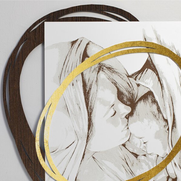Pannello da parete, Capoletto con marcatura laser, che mostra i lineamenti dei visi 95x80x1,6 cm Pannello bianco con marcatura laser Wengu� bianco oro