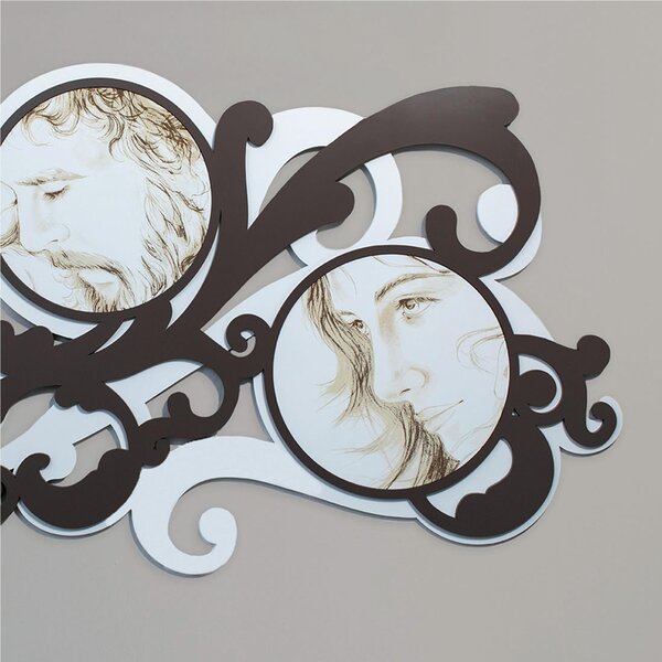 Quadro sacro DISCENDENZA decoro in legno taglio laser 180x83x16 cm colore bianco legno color cacao