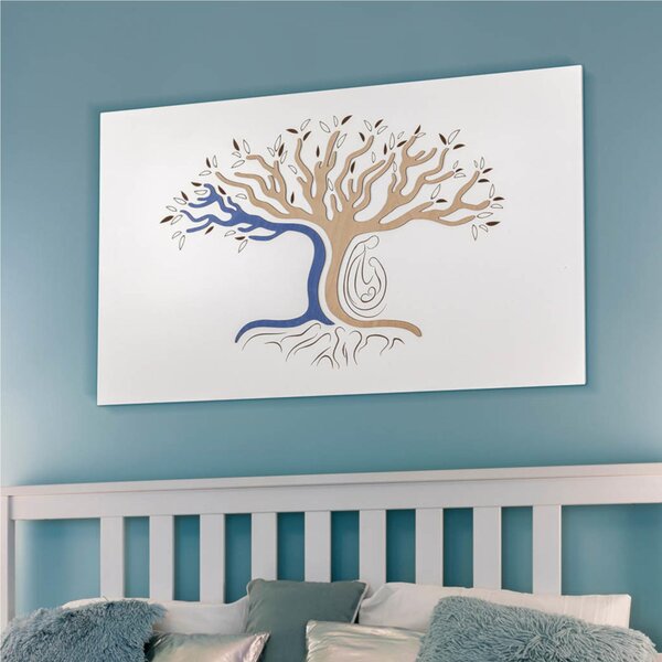 Pannello da parete in legno con marcatura al laser GIOIOSO 100x60xh1,6 cm colore Bianco,Legno Naturale,Avio