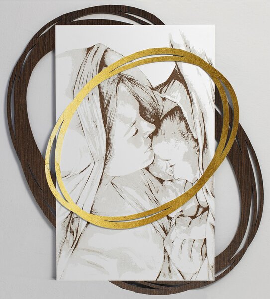 Pannello da parete, Capoletto con marcatura laser, che mostra i lineamenti dei visi 95x80x1,6 cm Pannello bianco con marcatura laser Wengu� bianco oro