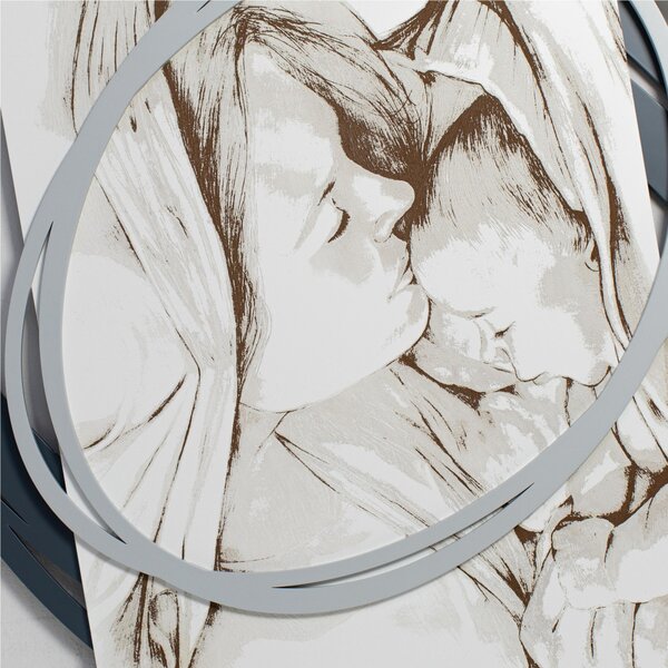 Pannello da parete in legno con marcatura al laser GRAZIA 95x80xh8 cm colore Bianco, decori Blu balena Grigio polvere