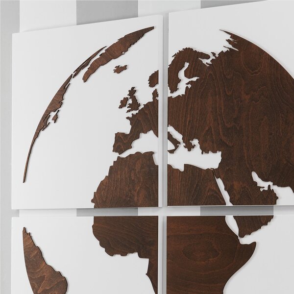 Set Pannelli da parete in legno con intarsi in legno Linea Globo 4 pezzi 100x100xh1,5 cm legno di faggio colore Weng�