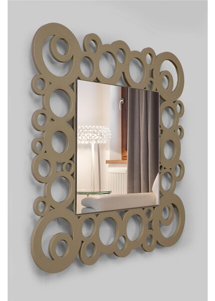 Specchiera da parete in legno tagliata al laser ILLUSION 53x53xh 6 cm cornice colore tortora