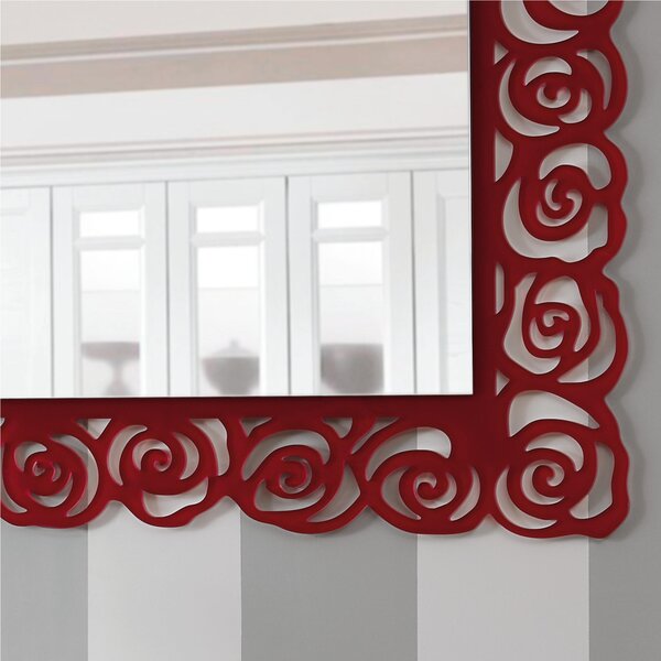 Specchiera da parete in Plexiglas tagliata al laser ROSES 110x80xh 8 cm -posizionabile orizzontale o Verticale cornice colori Rosso
