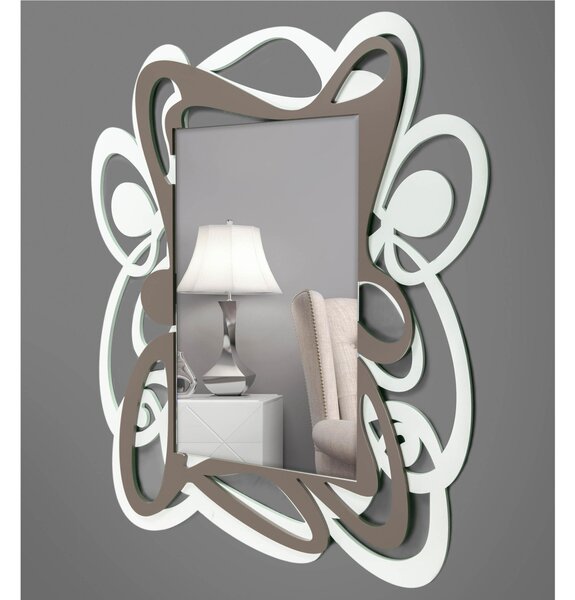 Specchiera da parete in Legno tagliata al laser LAILA 99x86xh 6 cm -posizionabile Verticale cornice colori Bianco cacao