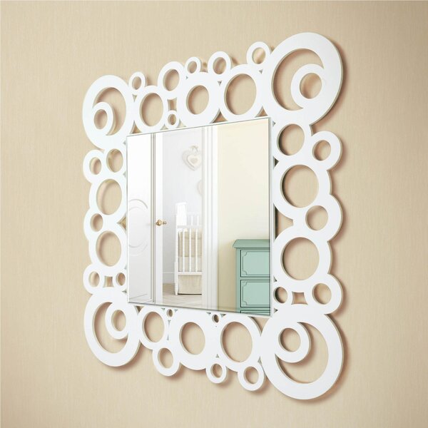 Specchiera da parete in legno tagliata al laser ILLUSION 53x53xh 6 cm cornice colore Bianco