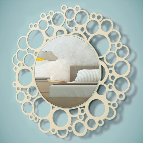 Specchiera da parete in legno rotonda tagliata al laser DONDO 65x65xh 6 cm cornice colori Sabbia
