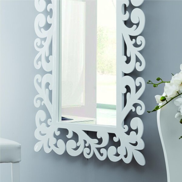 Specchiera da parete in legno laccato tagliata al laser LADY 77x170xh 8 cm cornice colori bianco opaco