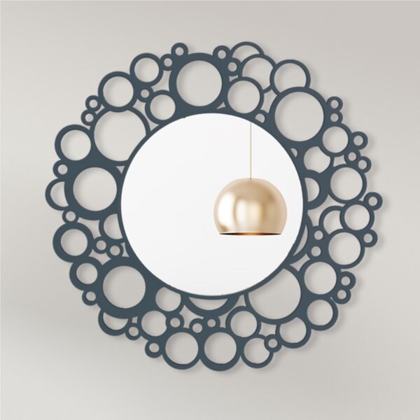 Specchiera da parete in legno rotonda tagliata al laser DONDO 65x65xh 6 cm cornice colori Blu Balena