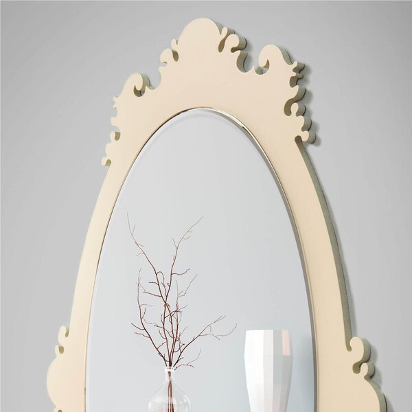 Specchiera da parete Ovale Retr� in legno tagliato al laser 84x54xh 6 cm cornice colore sabbia