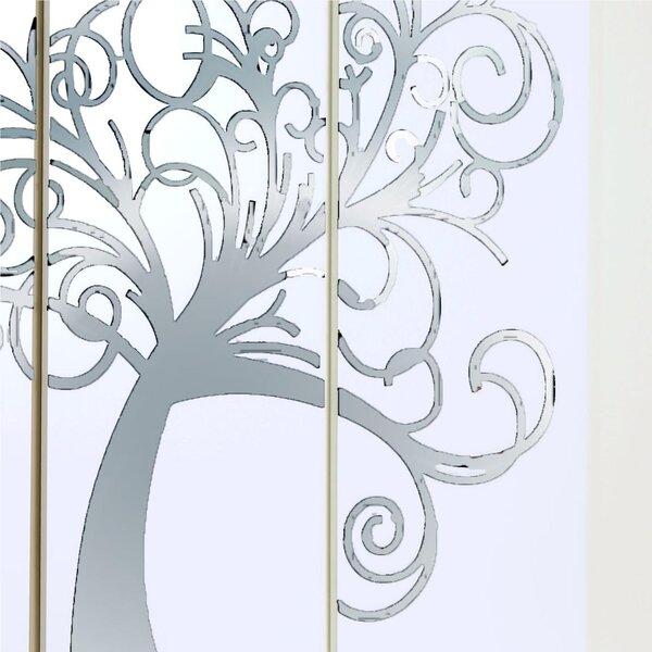 Pannelli da parete tris L'albero della vita 120xh120cm in legno colore bianco con intarsi in plexiglass a Specchio