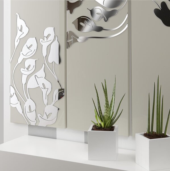 Pannello da parete, quadro da parete TRIS INCANTESIMO 120xh120cm pannello legno colore sabbia intarsi plexiglass specchio