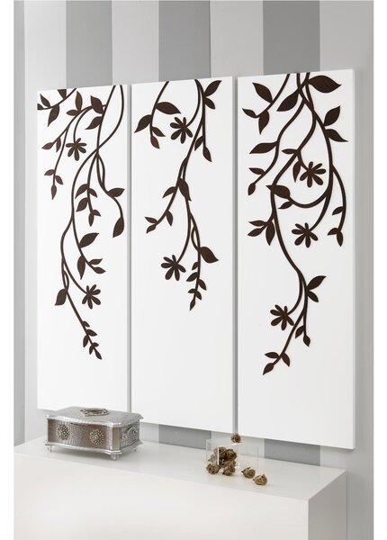 Pannelli da parete tris EDEN 120Xh120cm in legno colore Bianco intarsi in legno colore weng�