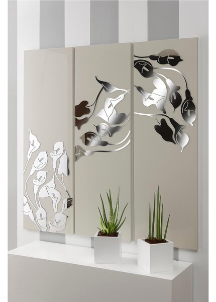 Pannello da parete, quadro da parete TRIS INCANTESIMO 120xh120cm pannello legno colore sabbia intarsi plexiglass specchio
