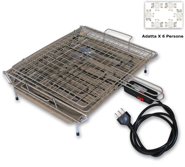 Bistecchiera elettrica con resistenza e piedini in gomma 49x52x12 cm -2600W 220V, adatta per circa 6 persone