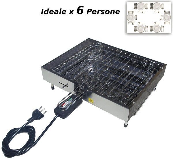 Bistecchiera elettrica LUSSO con bordo e resistenza 41x48x13 cm -2200W 220V