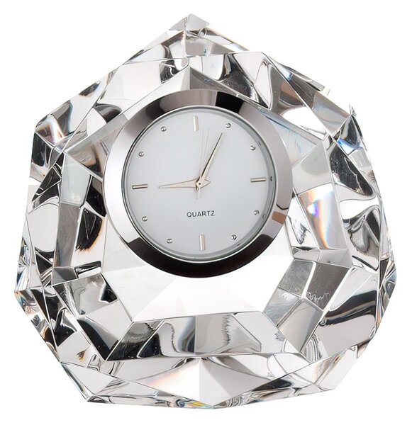 Orologio Cristallo DIAMANTE, bomboniera 8,5x8,5 x h5,5 cm Cristallo trasparente K9 in confezione regalo