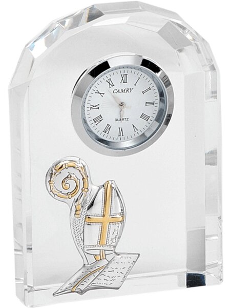 Orologio da appoggio Cristallo comunione, cresima bomboniera 7x2,8xh10 cm Cristallo trasparente K9 in confezione regalo