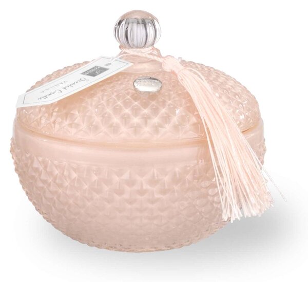 Cera profumata con all'esterno Scatola in vetro rotonda Modello BIG diametro 10x h 10cm - colore Rosa