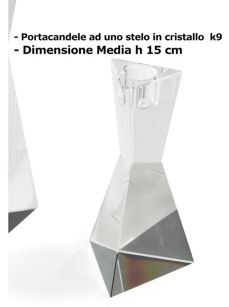 Porta candele cristallo ad uno stelo Misura media cm h 15 uno stelo K9 idea per bomboniera
