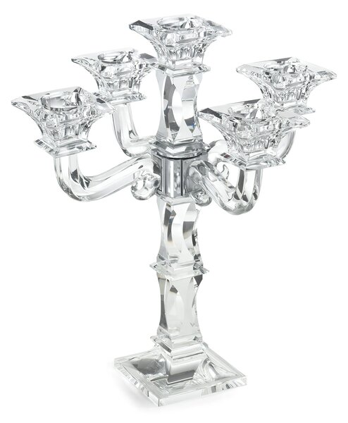 Candelabro Cristallo 5 fiamme in cristallo dimensioni 28xh 31cm uno colore trasparente, cristallo K9