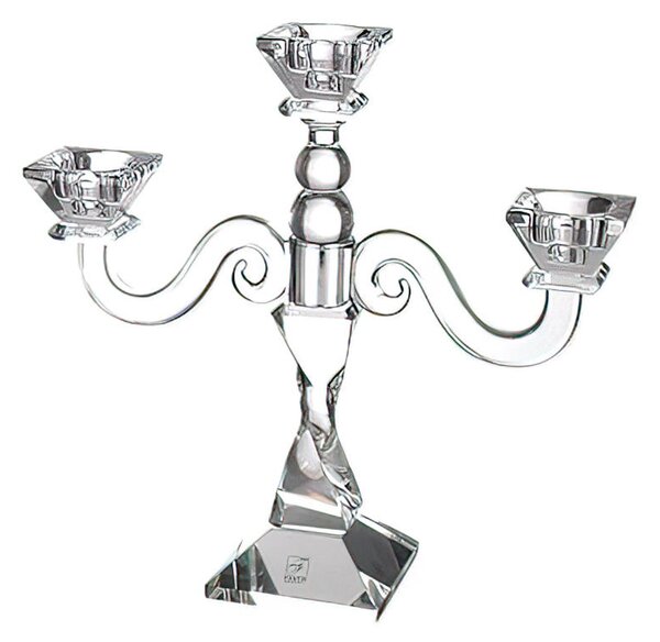 Candelabro Cristallo 3 fiamme in cristallo cm h 25,5 uno colore trasparente, cristallo K9