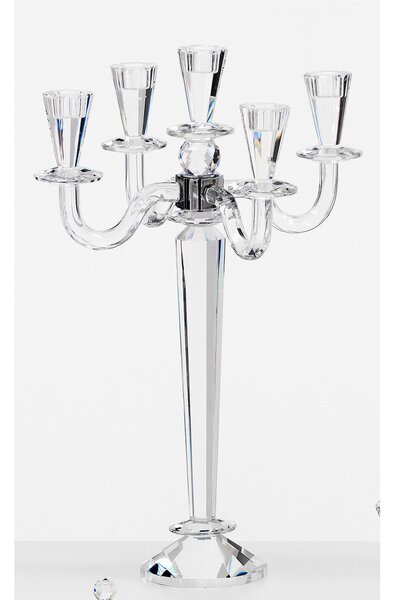 Candelabro Cristallo 5 fiamme in cristallo cm h 52 uno colore trasparente, cristallo K9