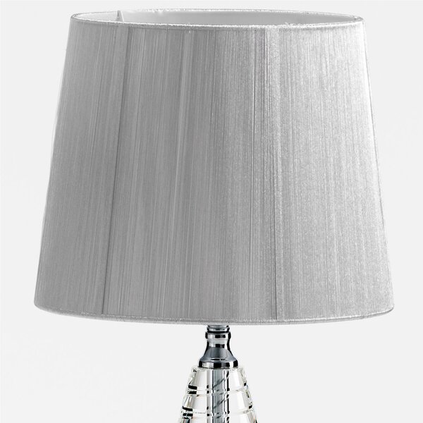 Lampada da tavolo in cristallo OVETTO H 47 cm con paralume colore argento