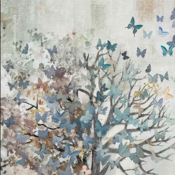 Quadro con cornice da parete, CORNICE ALBERO INCANTO 120x100x1,6 cm pannello in legno colore con colori acrilici e tempera