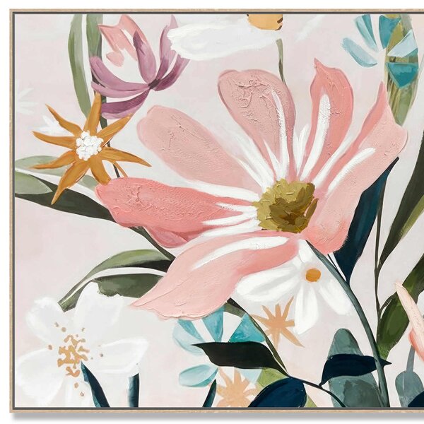 Quadro con cornice da parete Quadro con cornice volto FIORI DI CAMPO 120x80x1,6 cm pannello in legno colore con colori acrilici e tempera