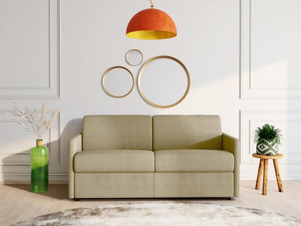 Divano letto 4 posti a ribalta Larghezza Materasso 160 cm Spessore 14 cm in Tessuto Panna - CALIFE
