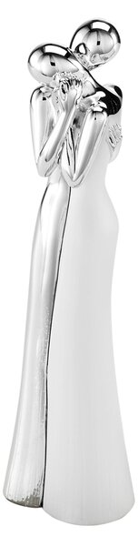 Abbraccio Statuetta In Resina argento e bianco bicolor abbraccio Medio h 21 cm