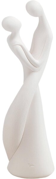Innamorati treccia Statuetta In Resina Bianco Luna Piccolo h 14 cm colore bianco