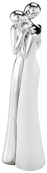 Abbraccio Statuetta In Resina e argento e bianco bicolor abbraccio Piccola h 14,5 cm