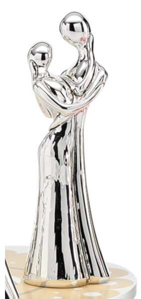 Innamorati braccio sul collo Statuetta In Resina argento Piccoli h 14 cm colore argento