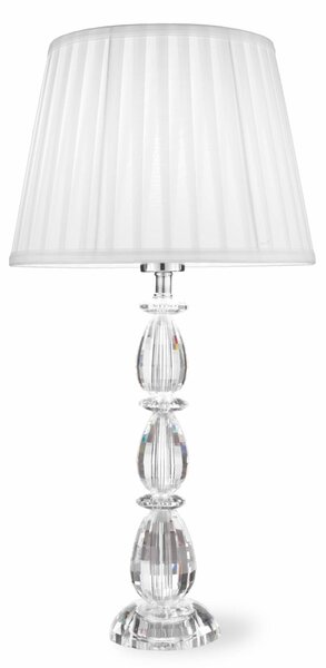 Lampada da tavolo in Cristallo SOGNO BIG in Cristallo K 9 diametro 30x30xh 59 cm con paralume Plissettato 38x38 cm