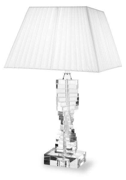 Lampada da tavolo in Cristallo taglio diamante diametro 14x14xh 53 cm con paralume 44x44 cm