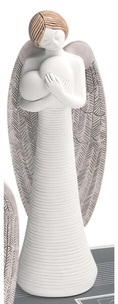 Angelo in resina pastellata con decoro Cuore della vita h 12 cm in scatola regalo, ideale per uso bomboniera