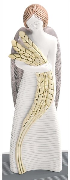 Angelo in resina pastellata con decoro Spiga della vita h 12 cm in scatola regalo, ideale per uso bomboniera
