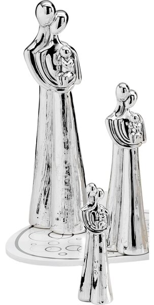 Statuetta Sacra Famiglia Piccola in resina Argentata h14 cm colore in confezione regalo