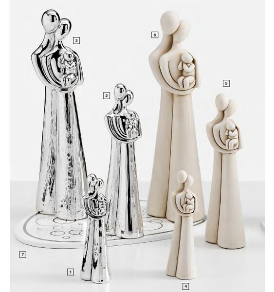 Statuetta Sacra Famiglia Piccola in resina Argentata h14 cm colore in confezione regalo