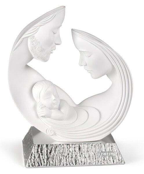 Sacra famiglia in resina Super Big base ARGENTO 26x h 31 cm immagine pu� essere appeso o appoggiato per bomboniera ,battesimo cresima, matrimonio