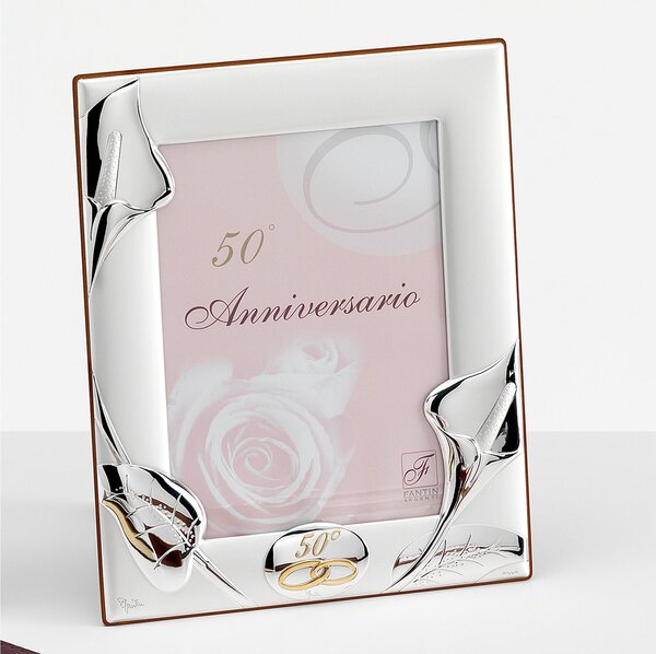 Portafoto rettangolare 50 anni anniversario 50 CALLA interno 13x18 cm PER FOTO ARGENTO, da appoggio