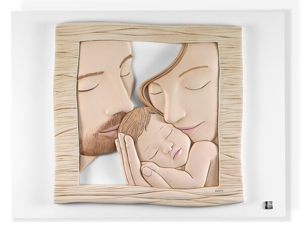 Quadro Sacra famiglia in resina bicolor Medio 26x20 cm immagine in resina bicolore pu� essere appeso o appoggiato