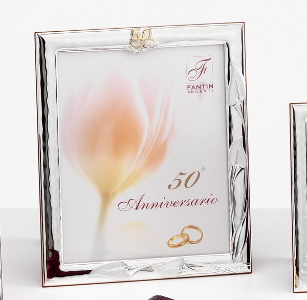 Portafoto rettangolare anni anniversario 50 Fascia Calle interno 20x25 cm PER FOTO ARGENTO, da appoggio
