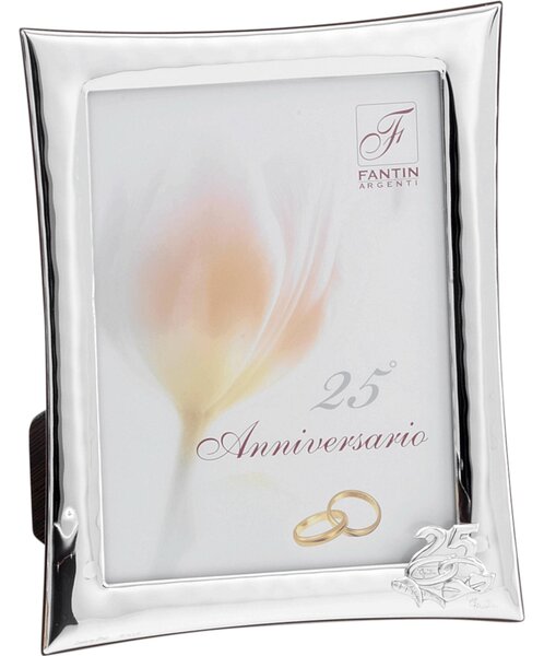 Portafoto rettangolare 25 anni anniversario 13x18 PER FOTO 10x15 cm PVD decoro damasco